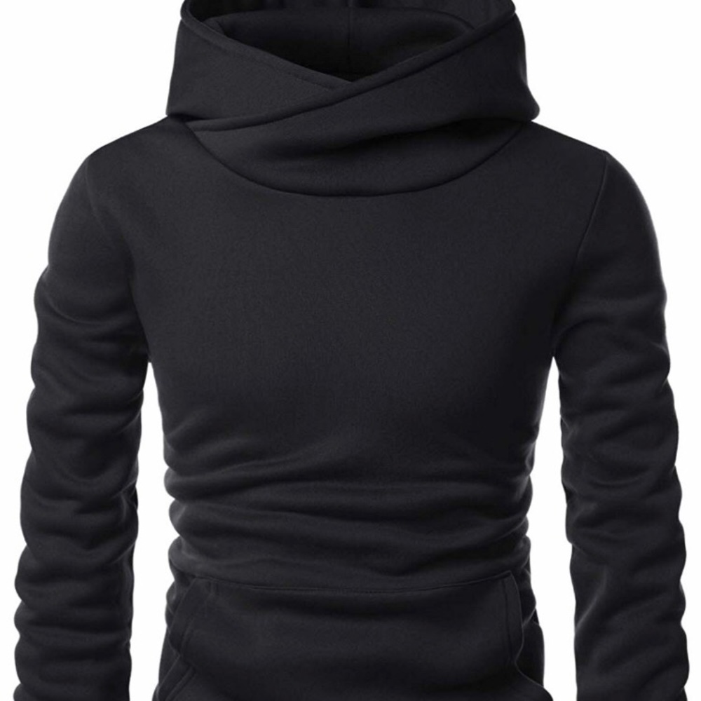 Funnel Neck Fleece Lined Hoodie | Black